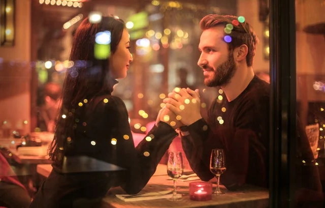 A couple enjoying a warm evening date